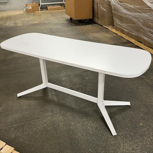 Racetrack Table, 66 x 24", White laminate
