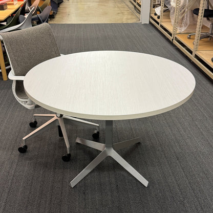 42 in. Round X-base table, white ash