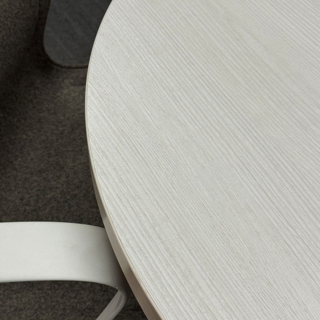 42 in. Round X-base table, white ash