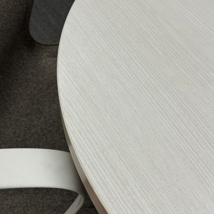 42 in. Round X-base table, white ash