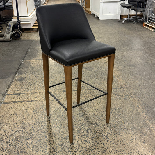 Barstools (5) Leather upholstery wood legs