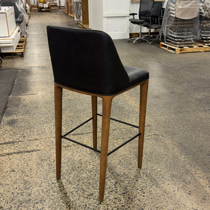 Barstools (5) Leather upholstery wood legs